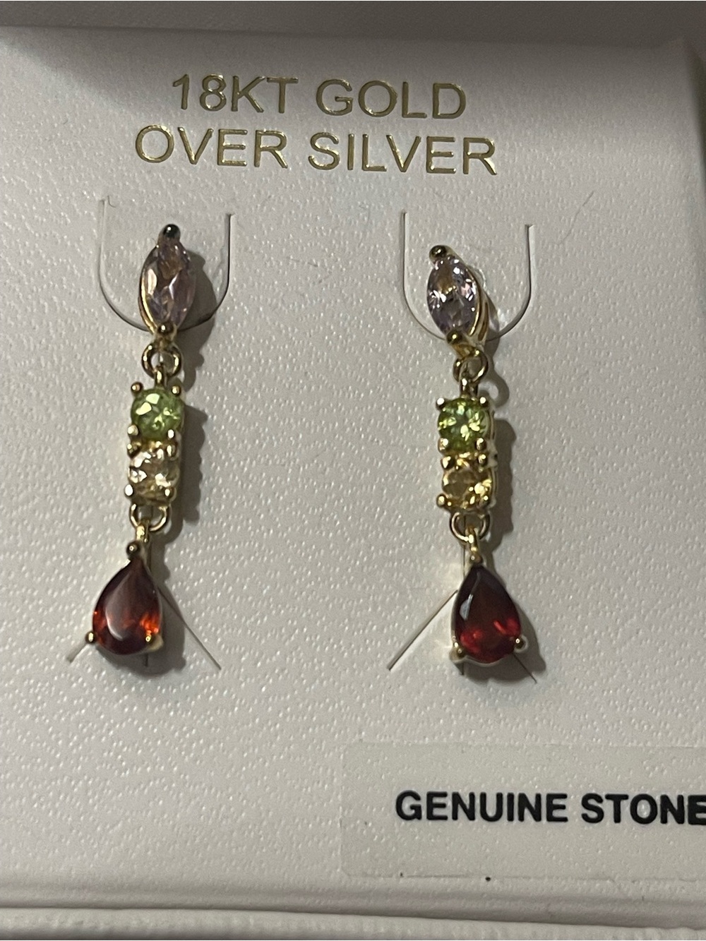 jcpenney Gold Over Silver Multi-Stone Drop Earrings with Red Teardrops
